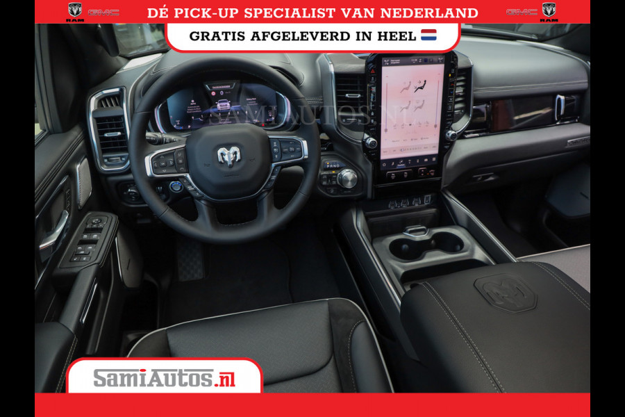 Dodge Ram PREMIUM NIGHT EDITION | | 420PK 636 Nm | BOM VOL + 14.4 INCH SCHERM | LUCHTVERING | HUD | PRIJS MET LPG EN COVER EN GARANTIE | DUBBELE CABINE | PICK UP | 5 PERSOONS | DC | GRIJSKENTEKEN | VOORRAAD NR 2283 - 3326