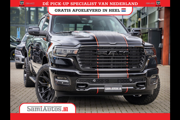 Dodge Ram PREMIUM NIGHT EDITION | | 420PK 636 Nm | BOM VOL + 14.4 INCH SCHERM | LUCHTVERING | HUD | PRIJS MET LPG EN COVER EN GARANTIE | DUBBELE CABINE | PICK UP | 5 PERSOONS | DC | GRIJSKENTEKEN | VOORRAAD NR 2283 - 3326
