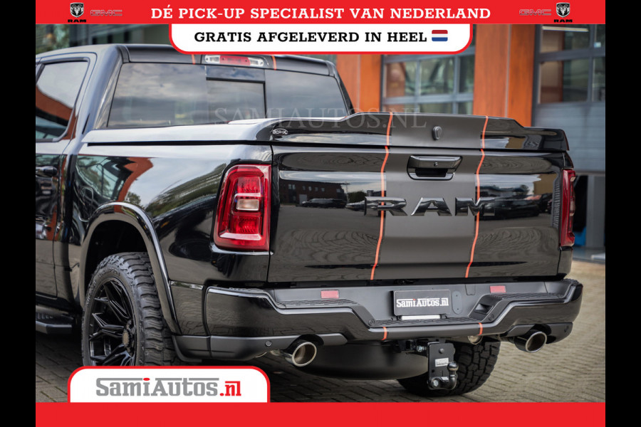 Dodge Ram PREMIUM NIGHT EDITION | | 420PK 636 Nm | BOM VOL + 14.4 INCH SCHERM | LUCHTVERING | HUD | PRIJS MET LPG EN COVER EN GARANTIE | DUBBELE CABINE | PICK UP | 5 PERSOONS | DC | GRIJSKENTEKEN | VOORRAAD NR 2283 - 3326
