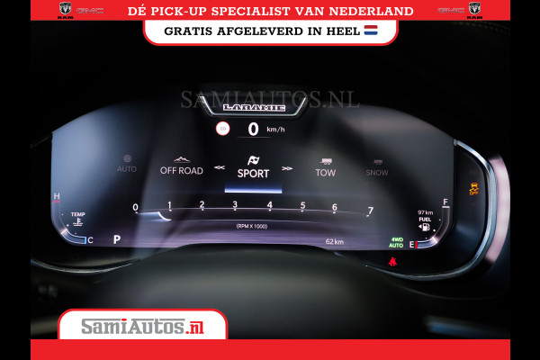 Dodge Ram PREMIUM NIGHT EDITION | | 420PK 636 Nm | BOM VOL + 14.4 INCH SCHERM | LUCHTVERING | HUD | PRIJS MET LPG EN COVER EN GARANTIE | DUBBELE CABINE | PICK UP | 5 PERSOONS | DC | GRIJSKENTEKEN | VOORRAAD NR 2283 - 3326