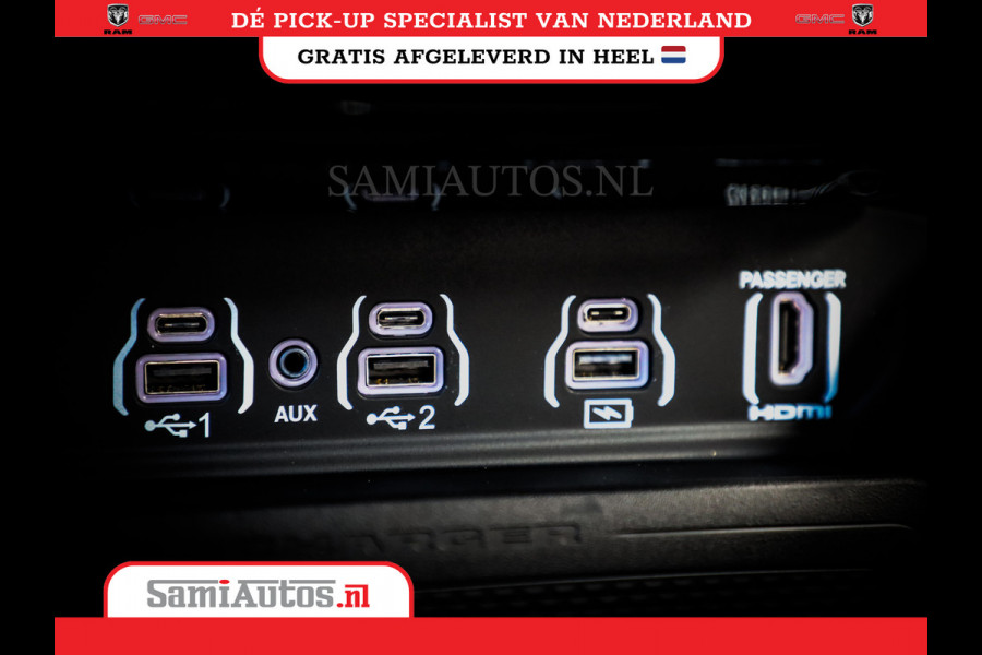 Dodge Ram PREMIUM NIGHT EDITION | | 420PK 636 Nm | BOM VOL + 14.4 INCH SCHERM | LUCHTVERING | HUD | PRIJS MET LPG EN COVER EN GARANTIE | DUBBELE CABINE | PICK UP | 5 PERSOONS | DC | GRIJSKENTEKEN | VOORRAAD NR 2283 - 3326