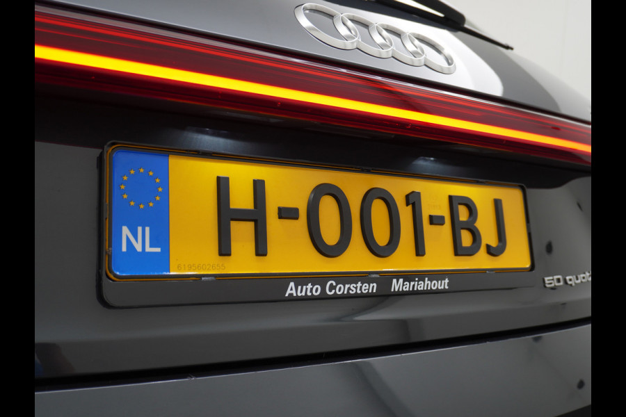 Audi e-tron 50 Quattro Launch Edition Plus 71kWh Navi Panoramadak Luchtvering Cruise control Adaptief PDC Stoelverwarming Parkeerhulp v/a/zi Led Lmv 20" Keyless-go Lichtpakket Dodehoekdetectie Regensensor Fase 3 laden