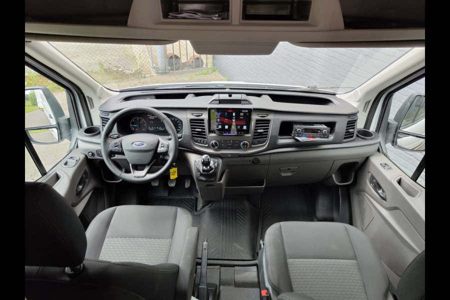 Ford Transit 350 D130pk L4H3 Navi Camera Pdc Apple Carplay Android WiFi-vb Airco Cruise Control Voorruit-Verwarmd 2.0TDCI Regensensor DAB Schuifdeur Betonplex Vloer Wandbetimmering Roll Stability Control Led Spoorwisselassist Euro 6 Zeer Compleet!
