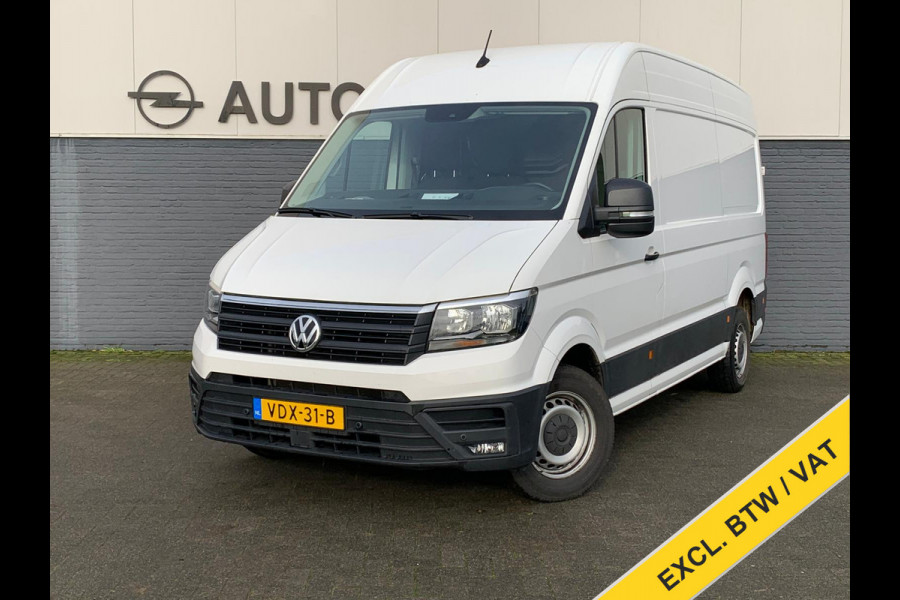 Volkswagen Crafter 2.0TDI L3H2 3p.Navigatie PDC-a+v Airco Cruise-Control Licht-Regensensor Dab+ Bluetooth Verwarmbare voorruit+ruitensproeiers Betonplex Lat-om-Lat Betimmering Schuifdeur 1e Eigenaar Euro 6 2.500KG trekvermogen