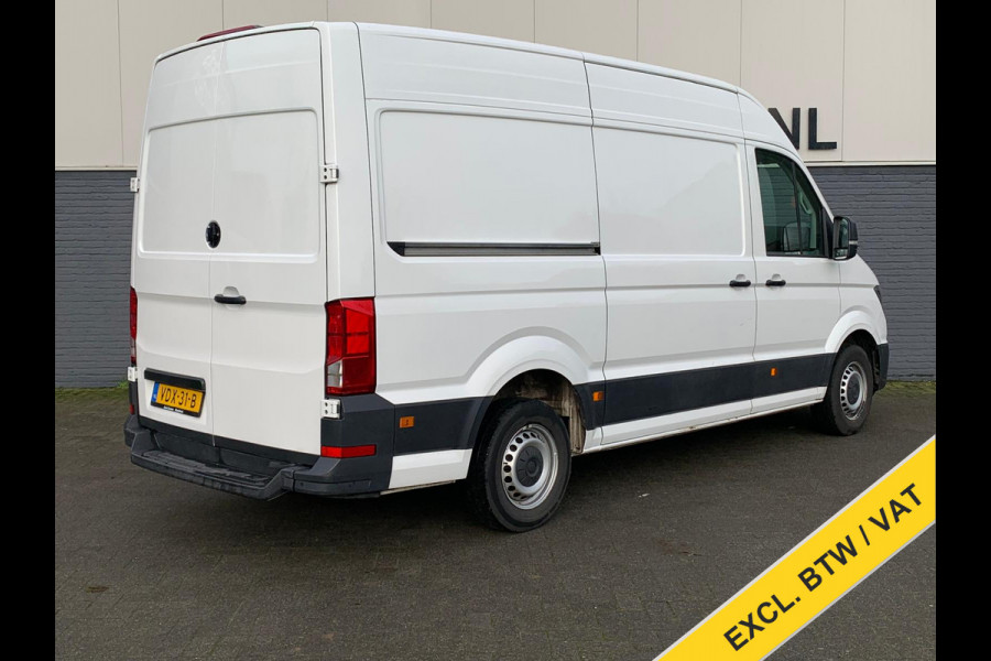 Volkswagen Crafter 2.0TDI L3H2 3p.Navigatie PDC-a+v Airco Cruise-Control Licht-Regensensor Dab+ Bluetooth Verwarmbare voorruit+ruitensproeiers Betonplex Lat-om-Lat Betimmering Schuifdeur 1e Eigenaar Euro 6 2.500KG trekvermogen