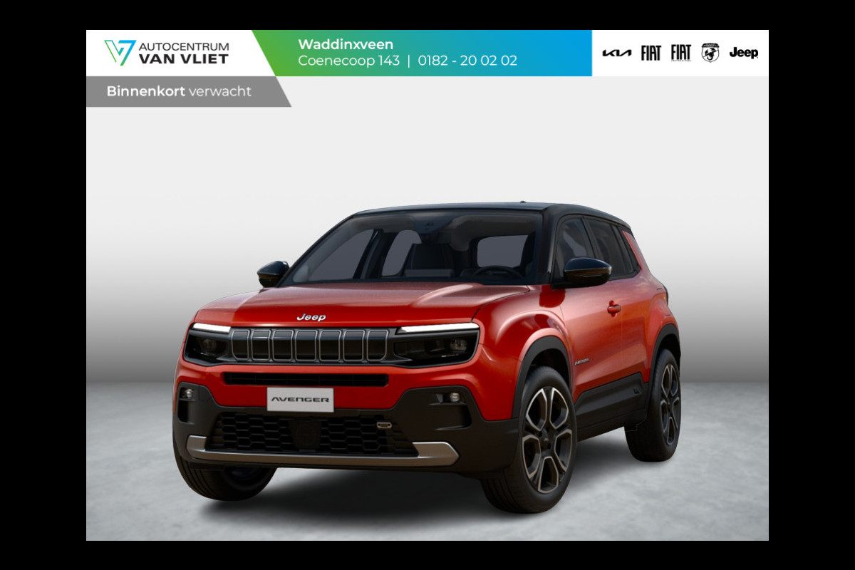Jeep Avenger e-Hybrid Altitude | Automaat | Clima | Adapt. Cruise | 17" | PDC | Camera | Schuif/Kanteldak | Bicolore Jeep Avenger e-Hybrid Altitude | Automaat | Clima | Adapt. Cruise | 17" | PDC | Camera | Schuif/Kanteldak | Bicolore