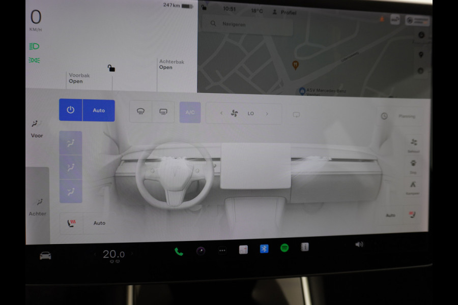 Tesla Model 3 RWD SR+ 60kWh 325PK FSD 3-Computer 18" AutoPilot Leder PanoDak Adaptive-Cruise Lmv Camera's Elektr.-Stuur+Stoelen+Spiegels+Geheu Navi LED Comfortstoelen ACC DAB Voorverwarmen interieur via App Keyless via Telefoonsleutel One-Pedal-Drive Origineel Nederlandse auto tot 11kw laden thuis! Garantie Accu tot 10-12-2027 max 160.000km 1.584kg licht!