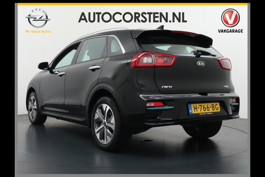 Kia e-Niro 64kWh 204PK Apple Carplay Android Auto Navi Ecc 1/2 Leder Camera Adaptieve Cruise Control Pdc Stoel Verwarming Keyless Led Stuur Verwarming Dodehoek assistent Regen-Lichtsensor Bluetooth Lmv 17" Krachtige en zuinige aandrijflijn met grote accu! €45.000 Nieuwprijs