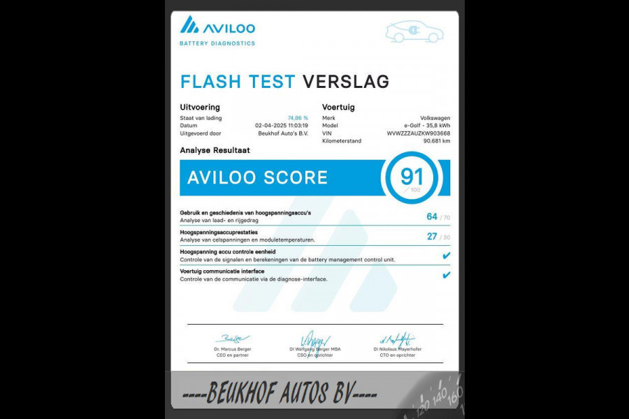 Volkswagen e-Golf Carplay Airco Navi Parksensor Adp Cruise Soh 91%