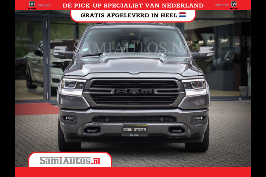 Dodge Ram 1500 SPORT | BOM VOL | 402PK HEMI 5,7 V8 | LUCHTVERING | BED SLIDE | PANO | ADAPTIVE CRUISE | 360 CAMERA | EN VEEL MEER | DUBBELE CABINE | 5 PERSOONS | LAGE KM STAND | GRANITE |