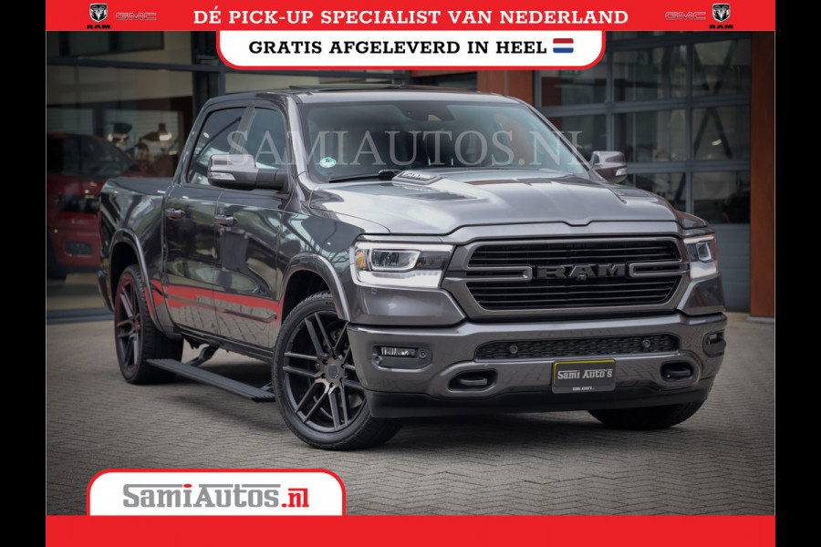 Dodge Ram 1500 SPORT | BOM VOL | 402PK HEMI 5,7 V8 | LUCHTVERING | BED SLIDE | PANO | ADAPTIVE CRUISE | 360 CAMERA | EN VEEL MEER | DUBBELE CABINE | 5 PERSOONS | LAGE KM STAND | GRANITE |