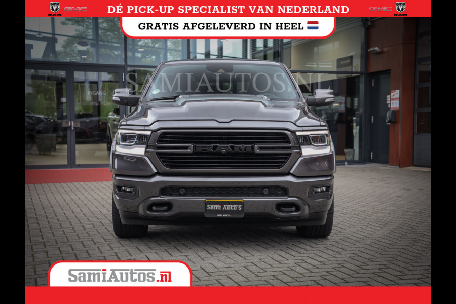 Dodge Ram 1500 SPORT | BOM VOL | 402PK HEMI 5,7 V8 | LUCHTVERING | BED SLIDE | PANO | ADAPTIVE CRUISE | 360 CAMERA | EN VEEL MEER | DUBBELE CABINE | 5 PERSOONS | LAGE KM STAND | GRANITE |