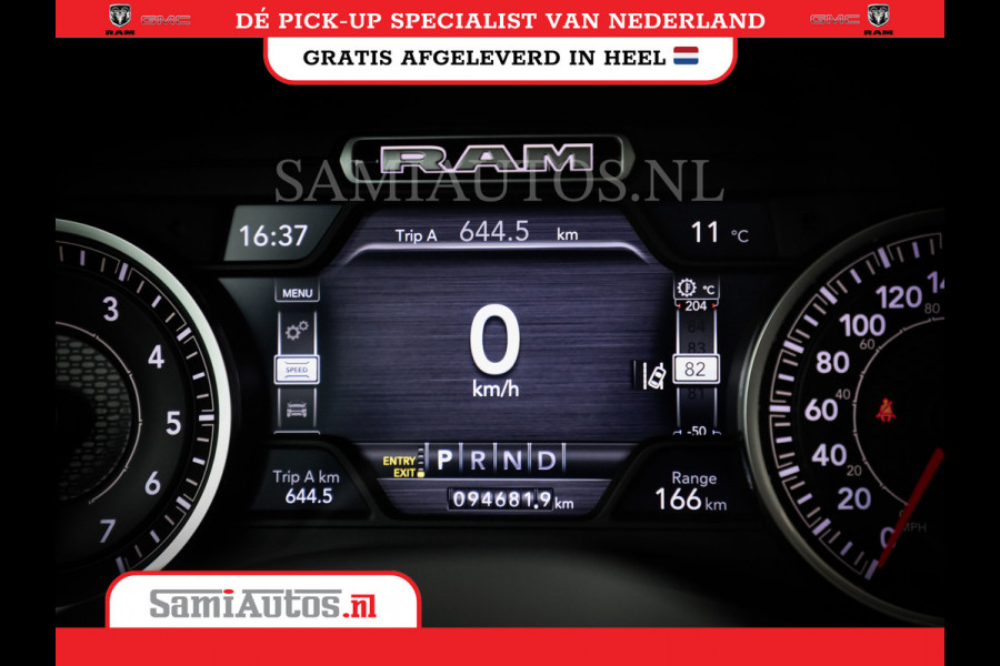 Dodge Ram 1500 SPORT | BOM VOL | 402PK HEMI 5,7 V8 | LUCHTVERING | BED SLIDE | PANO | ADAPTIVE CRUISE | 360 CAMERA | EN VEEL MEER | DUBBELE CABINE | 5 PERSOONS | LAGE KM STAND | GRANITE |