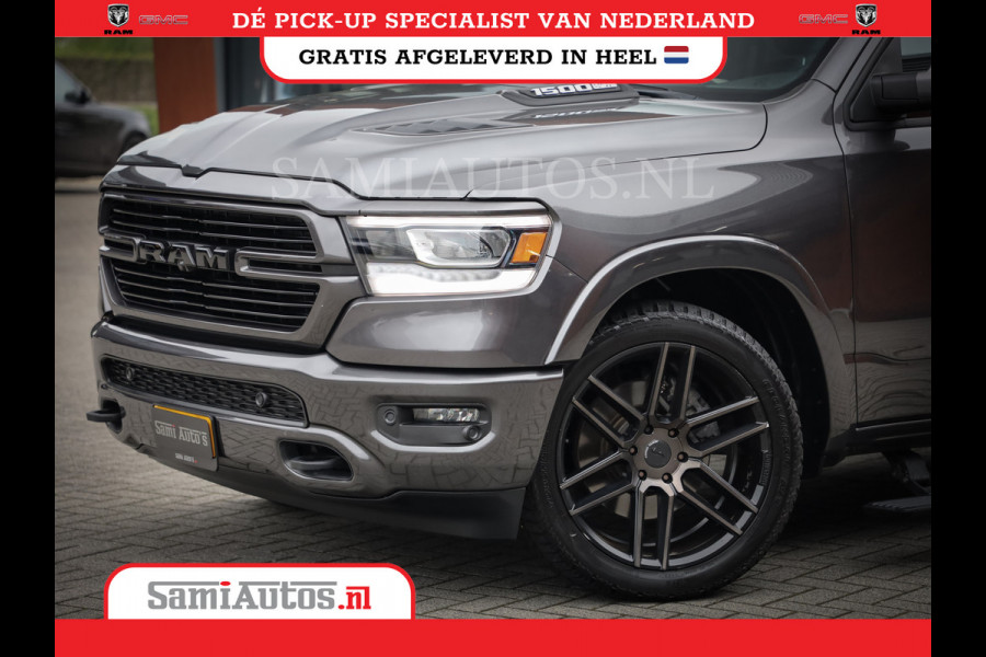 Dodge Ram 1500 SPORT | BOM VOL | 402PK HEMI 5,7 V8 | LUCHTVERING | BED SLIDE | PANO | ADAPTIVE CRUISE | 360 CAMERA | EN VEEL MEER | DUBBELE CABINE | 5 PERSOONS | LAGE KM STAND | GRANITE |