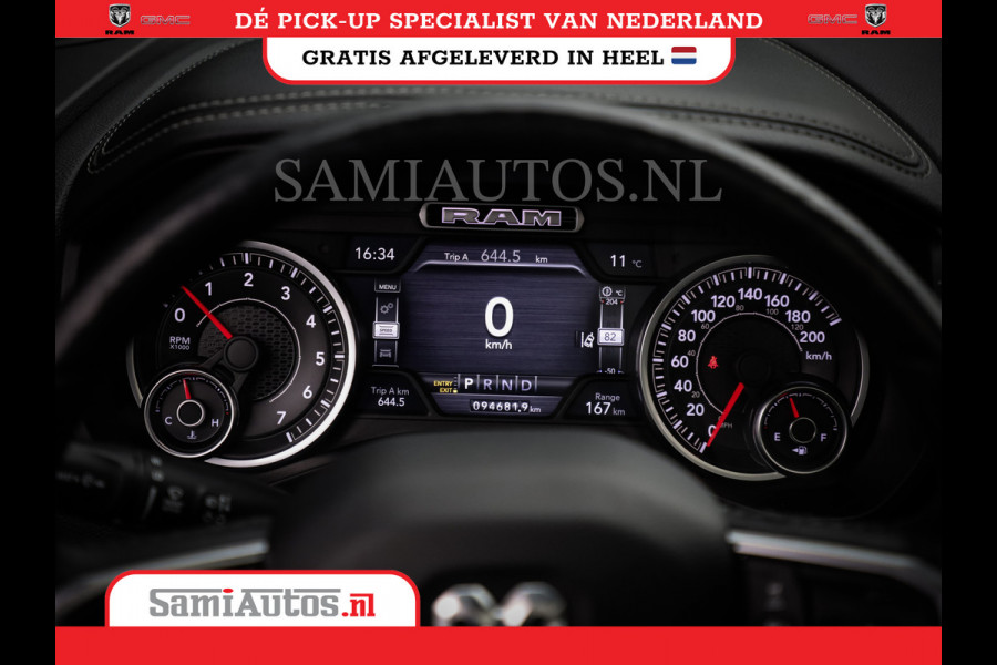 Dodge Ram 1500 SPORT | BOM VOL | 402PK HEMI 5,7 V8 | LUCHTVERING | BED SLIDE | PANO | ADAPTIVE CRUISE | 360 CAMERA | EN VEEL MEER | DUBBELE CABINE | 5 PERSOONS | LAGE KM STAND | GRANITE |