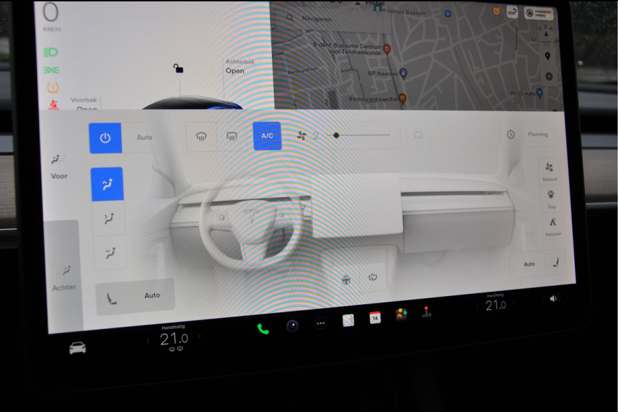 Tesla Model 3 Long Range AWD 78 kWh Autopilot ACC Stuurverw. PDC Leer Navi Panoramadak 360° Elektr. achterklep Stoelverwarming voor & achter Climate voor & achter LM velgen BTW auto! Nieuw!
