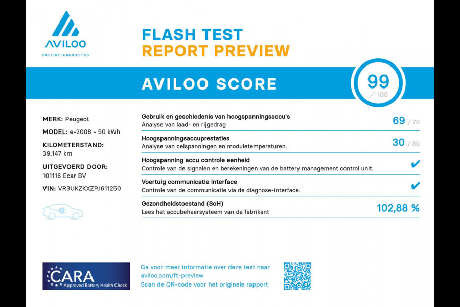 Peugeot e-2008 EV Allure 50 kWh | Navigatie | Parkeersensor achter | SoH ( batterijtest ) 100 % score