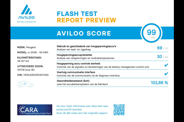 Peugeot e-2008 EV Allure 50 kWh | Navigatie | Parkeersensor achter | SoH ( batterijtest ) 100 % score