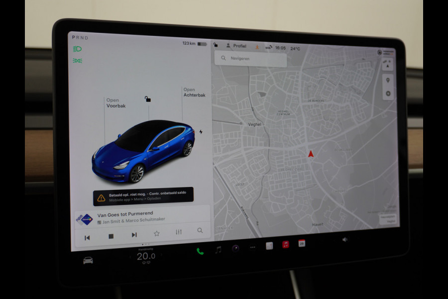 Tesla Model 3 RWD SR+ 60kWh 325PK FSD 3-Computer Lmv 19" AutoPilot Leder PanoDak Adaptive-Cruise Lmv Camera's Elektr.-Stuur+Stoelen+Spiegels+G Navi LED Comfortstoelen ACC DAB Keyless en Voorverwarmen interieur via App One-Pedal-Drive Origineel Nederlandse auto tot 11kw laden thuis! Garantie Accu tot 12-03-2028 max 160.000km 1.584kg licht!
