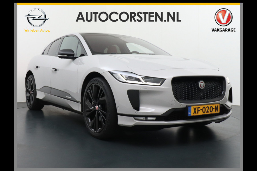 Jaguar I-PACE EV400 PK First HSE Pano-Dak Matrix LED Luchtvering €108K-nieuw! Lmv 22" Alcantara Stuur Leder-KuipStoelen+Ventilatie+Geheugen Ap Meridian™ Surround 825Watt Dual-Ecc achter ! Driver-Assistance-Pack AEB DodehoekDetector ASR Hill-Hold Roll-Stability Control Verkeersborddetectie vermoeidheidsherkenning Uitparke Orig. NLse auto 4,8sec 0-100 Snelladen tot 104kw DC 696Nm koppel ! 90kwh accu !