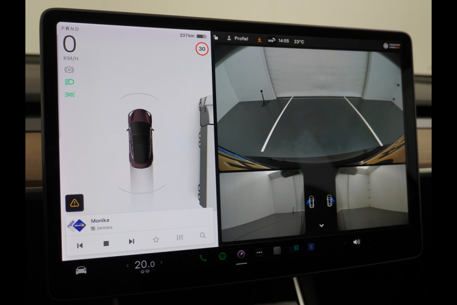 Tesla Model 3 RWD SR+ 60kWh 325PK FSD 3-Computer Lmv 18" AutoPilot Leder PanoDak Adaptive-Cruise Lmv Camera's Elektr.-Stuur+Stoelen+Spiegels+G Navi LED Comfortstoelen ACC DAB Keyless en Voorverwarmen interieur via App One-Pedal-Drive Origineel Nederlandse auto tot 11kw laden thuis! Garantie Accu tot 18-03-2028 max 160.000km 1.584kg licht!