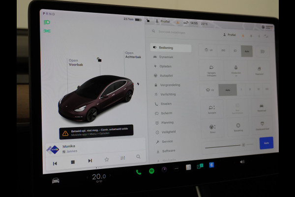 Tesla Model 3 RWD SR+ 60kWh 325PK FSD 3-Computer Lmv 18" AutoPilot Leder PanoDak Adaptive-Cruise Lmv Camera's Elektr.-Stuur+Stoelen+Spiegels+G Navi LED Comfortstoelen ACC DAB Keyless en Voorverwarmen interieur via App One-Pedal-Drive Origineel Nederlandse auto tot 11kw laden thuis! Garantie Accu tot 18-03-2028 max 160.000km 1.584kg licht!