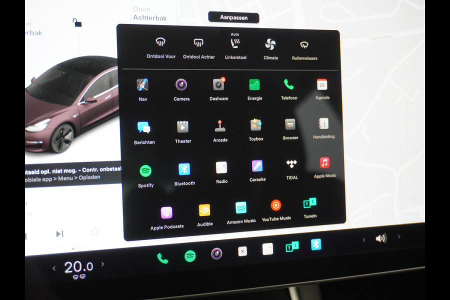 Tesla Model 3 RWD SR+ 60kWh 325PK FSD 3-Computer Lmv 18" AutoPilot Leder PanoDak Adaptive-Cruise Lmv Camera's Elektr.-Stuur+Stoelen+Spiegels+G Navi LED Comfortstoelen ACC DAB Keyless en Voorverwarmen interieur via App One-Pedal-Drive Origineel Nederlandse auto tot 11kw laden thuis! Garantie Accu tot 18-03-2028 max 160.000km 1.584kg licht!