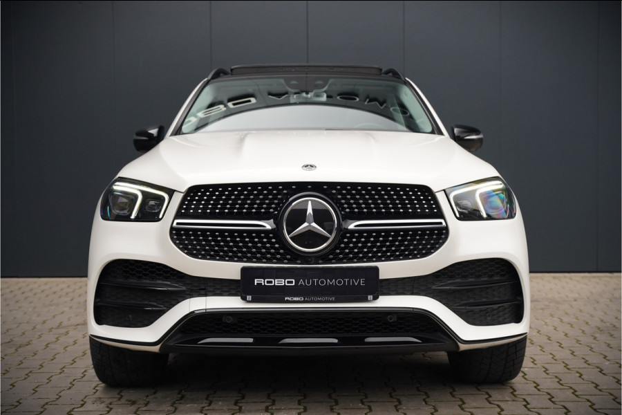 Mercedes-Benz GLE 350 D 4MATIC | Grijs Kenteken | AMG | Burmester | Adaptive Cruise Control | Stoelverwarming | Panoramadak | Luchtvering | Trekhaak | 360° Camera | BTW | Apple Carplay | Ambiance Verlichting | Leder | Nigh