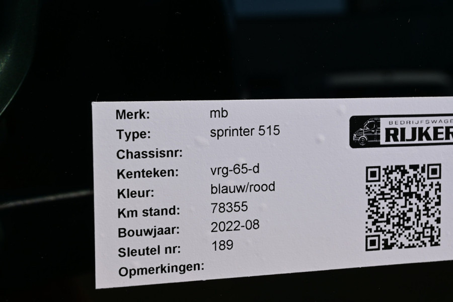 Mercedes-Benz Sprinter 515 CDI L3 Bakwagen met laadklep Dhollandia klep, LED, Distronic, Geveerde stoel