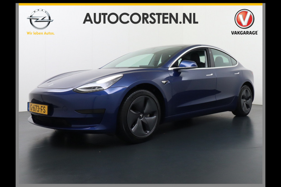 Tesla Model 3 RWD SR+ 60kWh 325PK Lmv 18" AutoPilot Leder PanoDak Adaptive-Cruise Lmv Camera's Elektr.-Stuur+Stoelen+Spiegels+Geheugen+Easy-En Navi LED Comfortstoelen ACC DAB Keyless en Voorverwarmen interieur via App One-Pedal-Drive Origineel Nederlandse auto tot 11kw laden thuis! Garantie Accu tot 26-09-2027 max 160.000km 1.584kg licht!