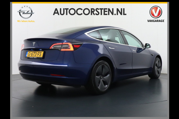 Tesla Model 3 RWD SR+ 60kWh 325PK Lmv 18" AutoPilot Leder PanoDak Adaptive-Cruise Lmv Camera's Elektr.-Stuur+Stoelen+Spiegels+Geheugen+Easy-En Navi LED Comfortstoelen ACC DAB Keyless en Voorverwarmen interieur via App One-Pedal-Drive Origineel Nederlandse auto tot 11kw laden thuis! Garantie Accu tot 26-09-2027 max 160.000km 1.584kg licht!