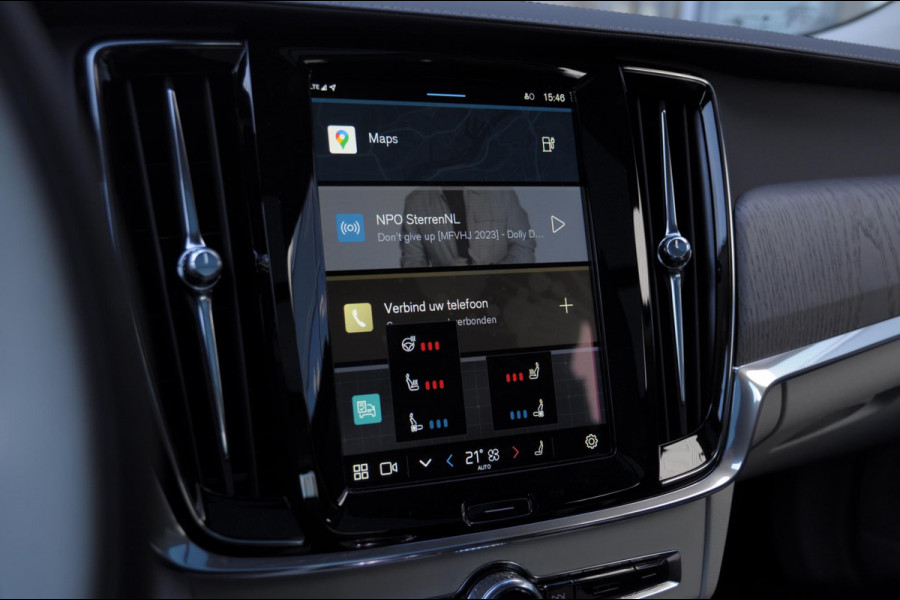 Volvo V90 T6 350PK Automaat Ultra Bright / Stoelmassage / Stoelventilatie en verwarming / Luchtvering / 360 Camera / Nappaleder / Head-up display / Apple Carplay / BLIS /
