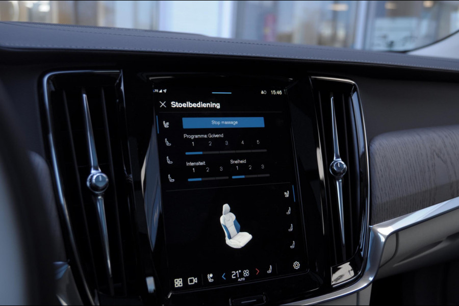 Volvo V90 T6 350PK Automaat Ultra Bright / Stoelmassage / Stoelventilatie en verwarming / Luchtvering / 360 Camera / Nappaleder / Head-up display / Apple Carplay / BLIS /