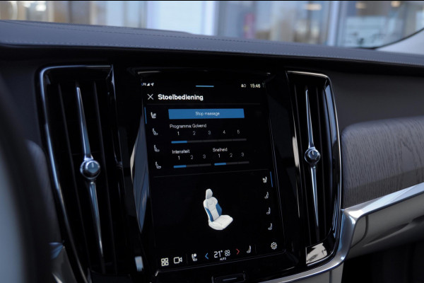 Volvo V90 T6 350PK Automaat Ultra Bright / Stoelmassage / Stoelventilatie en verwarming / Luchtvering / 360 Camera / Nappaleder / Head-up display / Apple Carplay / BLIS /
