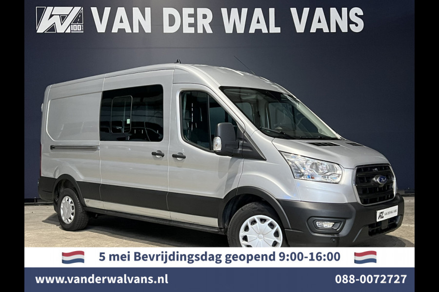 Ford Transit 2.0 TDCI 131pk L3H2 Dubbele Cabine Euro6 Airco | 6-Zits | LED | 2500kg Trekhaak Cruisecontrol, Verwarmde voorruit, Parkeersensoren