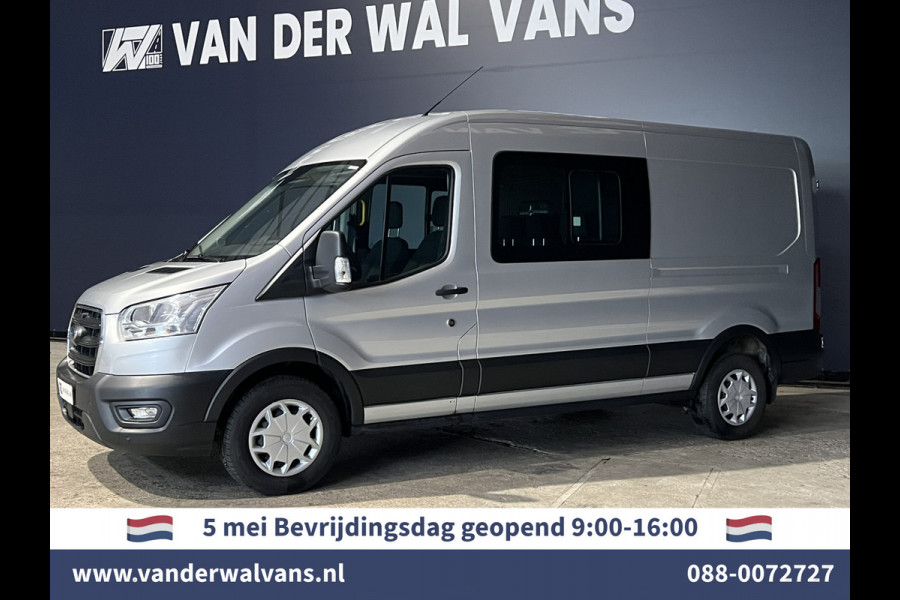 Ford Transit 2.0 TDCI 131pk L3H2 Dubbele Cabine Euro6 Airco | 6-Zits | LED | 2500kg Trekhaak Cruisecontrol, Verwarmde voorruit, Parkeersensoren