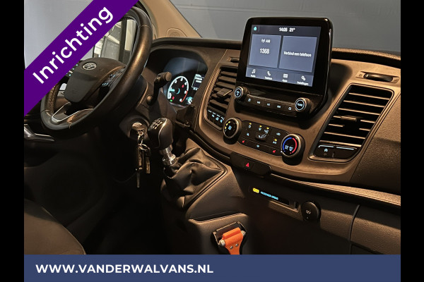 Ford Transit Custom 2.0 TDCI 130pk L2H1 Euro6 inrichting Airco | 2800kg trekhaak | LED | Omvormer | Camera Apple Carplay, Cruisecontrol, Verwarmde voorruit, Stoelverwarming, Parkeersensoren, Bijrijdersbank