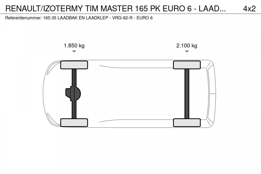 Renault/izotermy Tim MASTER 165 PK  EURO 6  - LAADBAK & LAADKLEP - VRG-82-R