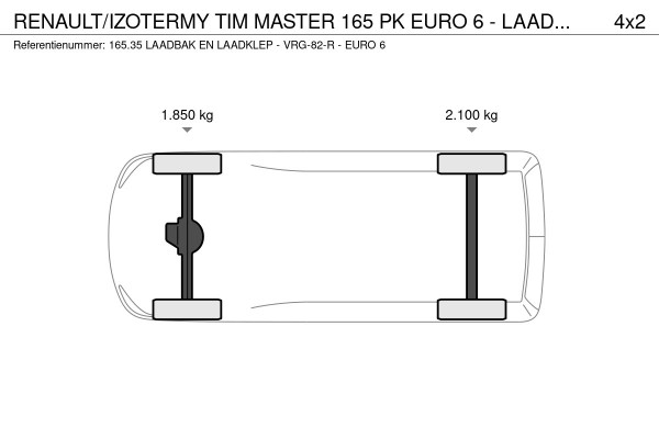Renault/izotermy Tim MASTER 165 PK  EURO 6  - LAADBAK & LAADKLEP - VRG-82-R