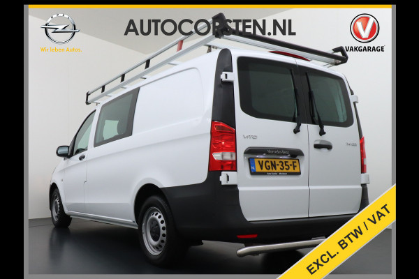 Mercedes-Benz Vito 114CDI AUT D.C Dubbele Cabine Lang 6-Pers. Airco Navi Camera Pdc Bluetooth Cruise Control Regen-Lichtsensor Pdc Betonplex Vloer Schuifdeur Imperiaal Bank voor Comfort 1e Eigenaar Euro 6