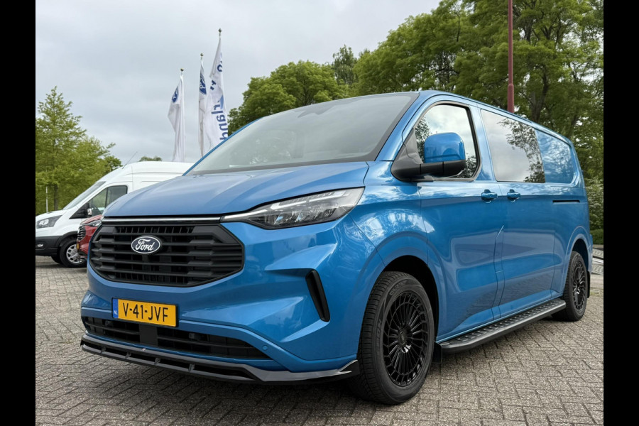 Ford Transit Custom 300 2.0 TDCI L2H1 Limited DC 136pk | SCI | Dubbele Cabine | Digital Aqua Blue | Trekhaak | Dubbele Schuifdeur | Bijrijdersstoel | Sidesteps | Bumperpakket | Zwarte velgen  | Stoelverwarming | Camera
