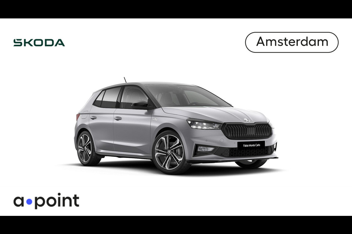Škoda Fabia Monte Carlo 1.0 TSI 115 pk 7 versn. DSG | Travel assist plus | 18 inch lichtmetalen velgen | Verwarmbare voorstoelen | Zwart dak Škoda Fabia Monte Carlo 1.0 TSI 115 pk 7 versn. DSG | Travel assist plus | 18 inch lichtmetalen velgen | Verwarmbare voorstoelen | Zwart dak