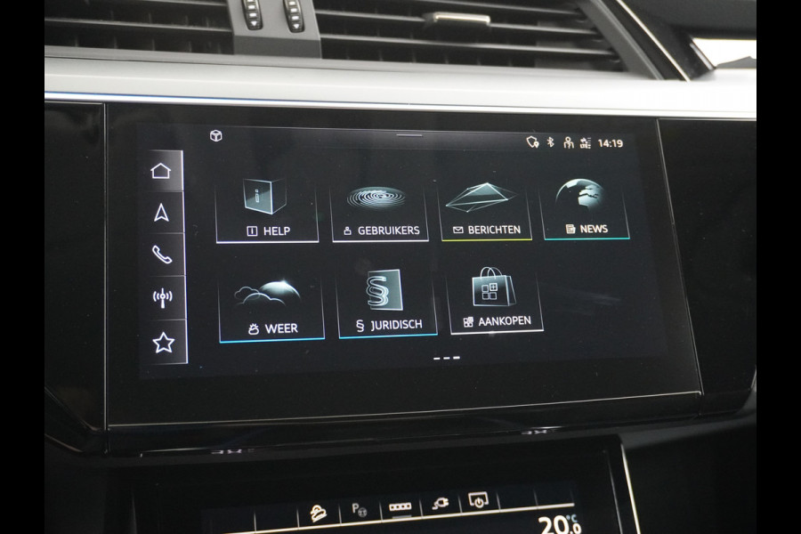 Audi e-tron Sportback 55 Quattro 408pk 95kWh Luchtvering Adaptive-Cruise Apple Carplay Android Trekhaak Elektr.Sport-Stoel+Leder/Alcantara+Verwarmd+Ge Keyless Audi sound system Lane-Assist Audi-smartphone-interface Rijstrooksensor Wifi Fase 3 Laden