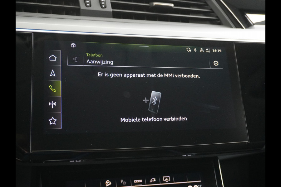 Audi e-tron Sportback 55 Quattro 408pk 95kWh Luchtvering Adaptive-Cruise Apple Carplay Android Trekhaak Elektr.Sport-Stoel+Leder/Alcantara+Verwarmd+Ge Keyless Audi sound system Lane-Assist Audi-smartphone-interface Rijstrooksensor Wifi Fase 3 Laden