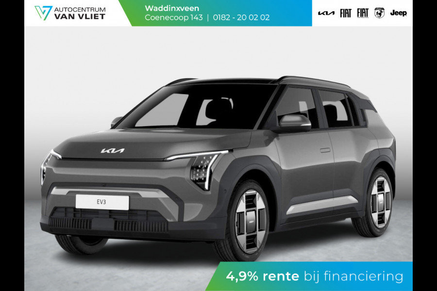 Kia EV3 Plus Advanced 81.4 kWh ANWB Private Lease v.a. € 569,- | Snelle Levering | 600km Rijbereik | Navi | 19" | Adapt. Cruise | Clima | Schuif/Kanteldak | Stoel&Stuurverw. | Priv Glass | BSM | Harman Kardon |