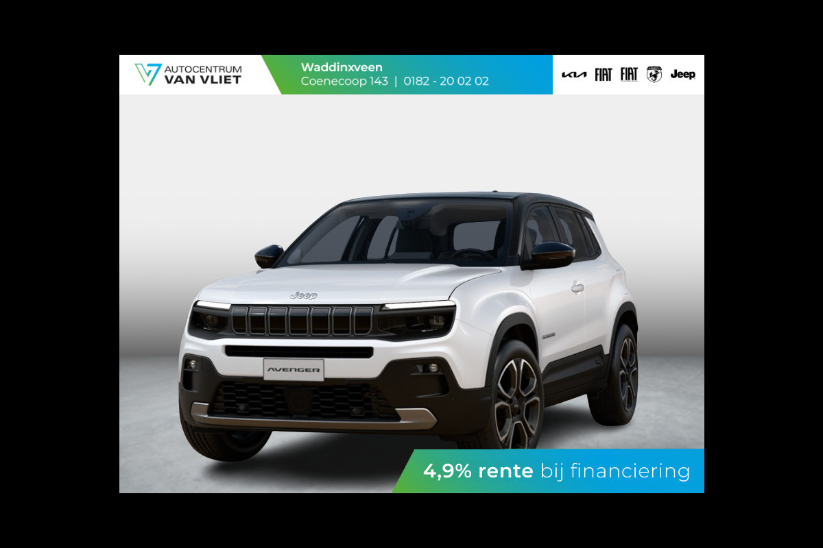 Jeep Avenger Summit 54 kWh | Schuif/Kanteldak | Leder&Winter Pack | Warmtepomp | Info&Convenience Pack | Full Operational Lease € 599,- Jeep Avenger Summit 54 kWh | Schuif/Kanteldak | Leder&Winter Pack | Warmtepomp | Info&Convenience Pack | Full Operational Lease € 599,-