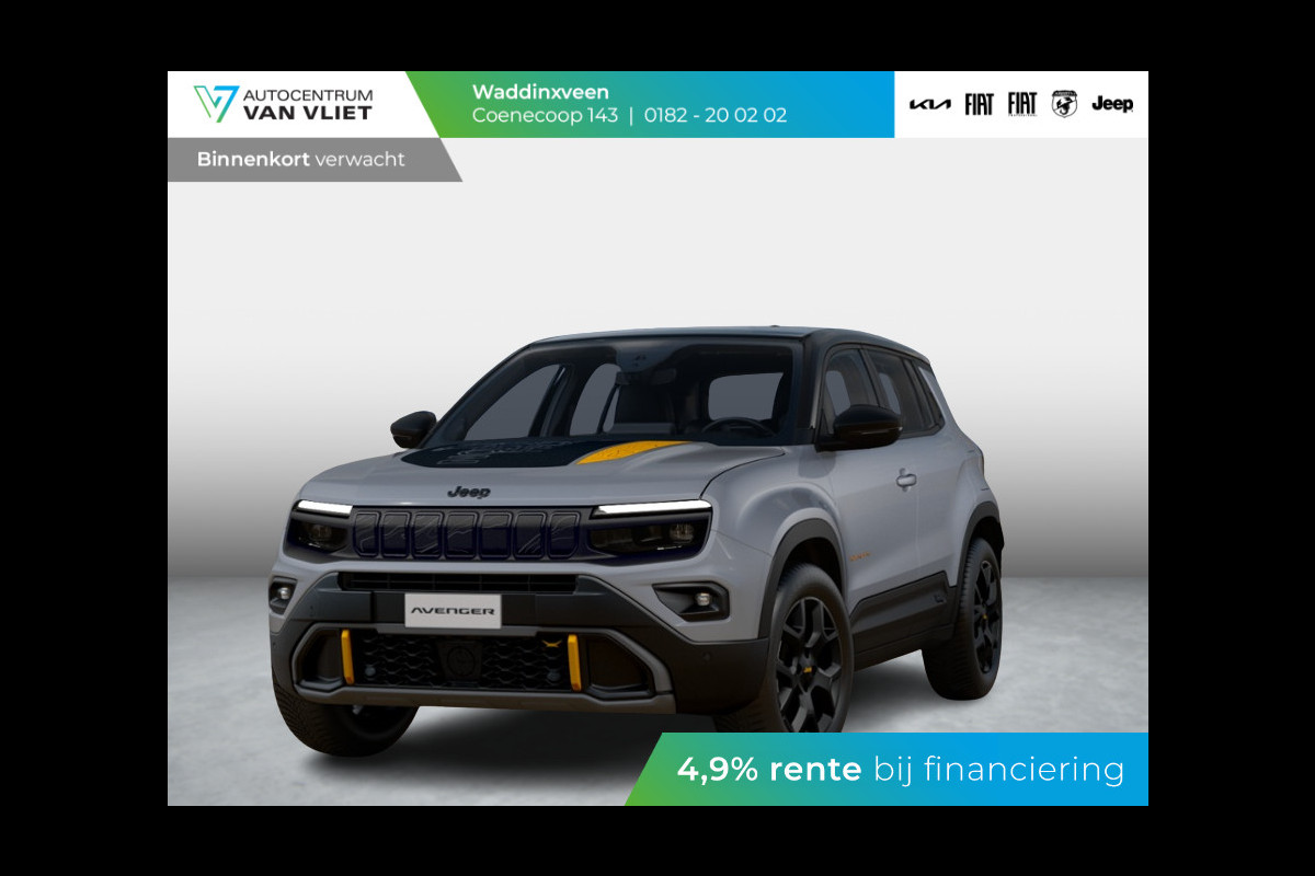 Jeep Avenger 1.2T 4xe The North Face | Schuif/Kanteldak | Clima | Apple Carplay | Adapt. Cruise | Elektr. A-Klep | Keyless | Navi | Stoel&Stuurverwarming Jeep Avenger 1.2T 4xe The North Face | Schuif/Kanteldak | Clima | Apple Carplay | Adapt. Cruise | Elektr. A-Klep | Keyless | Navi | Stoel&Stuurverwarming