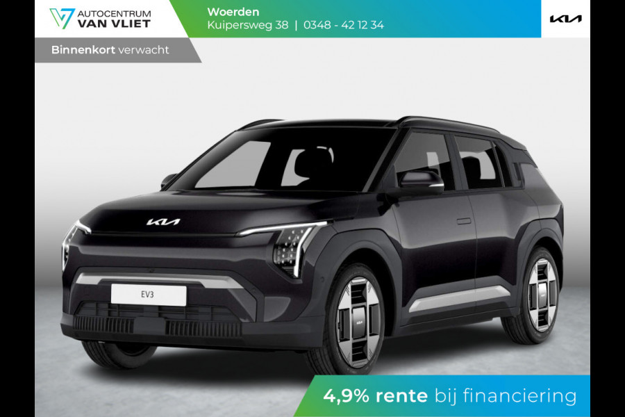 Kia EV3 Plus Advanced 81.4 kWh | Levering Juni | 600km Rijbereik | Navi | 19" | Adapt. Cruise | Clima | Schuif/Kanteldak | Stoel&Stuurverw. | Priv Glass | BSM | Harman Kardon | Private Lease € 616,- Actie !