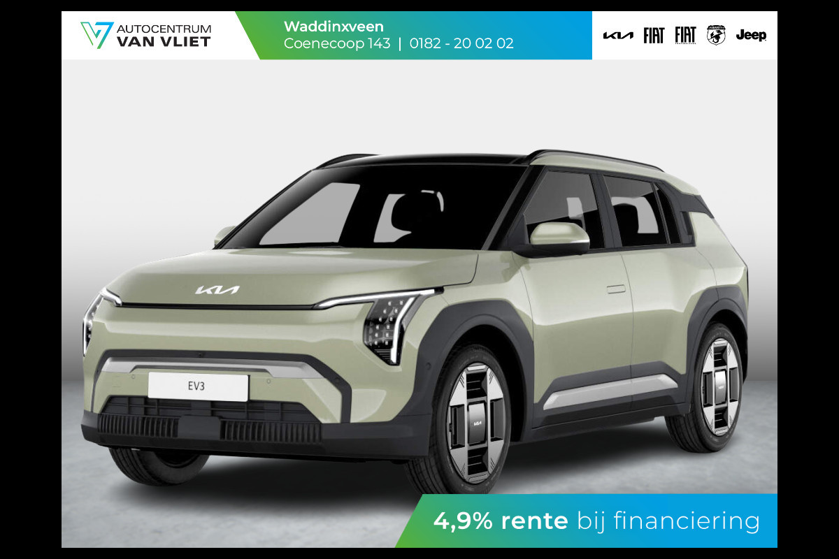 Kia EV3 Air 58.3 kWh ANWB Private Lease v.a. € 449,- | Uit voorraad leverbaar | Navi | 17" | Adapt. Cruise | Clima | PDC | Dakrails | Kia EV3 Air 58.3 kWh ANWB Private Lease v.a. € 449,- | Uit voorraad leverbaar | Navi | 17" | Adapt. Cruise | Clima | PDC | Dakrails |