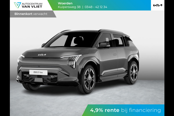 Kia EV3 GT-PlusLine 81.4 kWh | Levering Juni | 600km Rijbereik | Navi | 19" | Adapt. Cruise | Clima | Schuif/Kanteldak | Stoel&Stuurverw. | Priv Glass | BSM | Harman Kardon | HUD | 360 Camera | Private Lease € 644,- Actie !